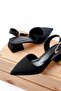 Duara Black Matte Satin Side Buckle (4 cm Heel Length) Pointed Toe Heeled Ballerina Shoes - 5