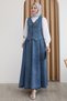 Ice Blue Triple Denim Suit with Vest and Skirt - 3