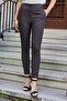 High Waist Thick Belted Pockets Narrow Leg Ankle Length Cotton Stretch Fabric Fabric Trousers -Coffee - 4