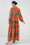 2423 Authentic Patterned Hijab Dress - E. Orange - 5