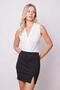 Women's High Waist Front Slit Lightweight Lycra Steel Fabric Mini Pencil Skirt (length:44cm)-Black - 3