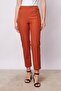 Women's High Waist Buttoned Pipe Leg Fabric Trousers with Stitched Waistband on the Front - Tile - 5