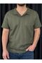 Men's Khaki Honeycomb Polo Neck T-Shirt