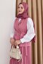Double Breasted Collar Pleated Skirt Pink Suit - 4