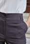 High Waist Thick Belted Pockets Narrow Leg Ankle Length Cotton Stretch Fabric Fabric Trousers -Coffee - 6