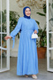 Women's jacquard dress with tie sleeves - blue - 2