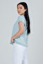 100% Cotton Striped Low Sleeve Double Women's T-shirt - Navy Blue - 4