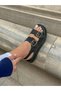 Black Skin (Jenny) Gold Buckle Detail Women's Sandals