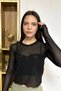 Women's Black Long Sleeve Tulle Transparent Blouse/Body/Badi, Women's Blouse