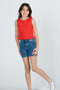 Girl's Cotton Fabric 2'Li Crop Set - Black-White / Gray White / Red White - 5