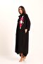 Women's Black Front Sequin Sequin Applique Embroidered Long Shirt Dress with Sleeve Epaulets - 4