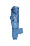 Girl's Lycra Rabbit Printed Sequin Denim Jeans Blue - 2