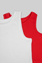 Girl's Cotton Fabric 2'Li Crop Set - Black-White / Gray White / Red White - 2