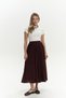 Amaya Ankle-Length Pleated Burgundy Skirt