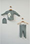 Khaki Color Bear Detailed Baby Set (0-3 Months)