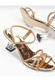 Shiny Stone Heeled Sandals Gold-Felisyabutik