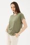 Crew Neck Draped Viscose Khaki Women's T-Shirt 25Y0194K1 - 3