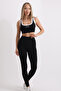 Women's Black High Waist Daily and Sports Leggings with Stitch-Free Hem and Shaping / Sculpting Effect - 5