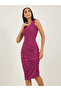 Striped Ruched Sleeveless Sheath Midi Dress