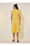 Solid Puff Sleeve V-Neck Midi Dress - 5