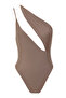 One Shoulder One Piece Swimsuit - Brown