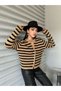 Cardigan striped cinnamon color elegant women's clothing - 2