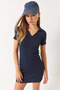 Women's Navy Blue Camisole Polo Collar Mini Basic Dress 60284008 - 4