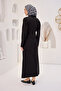 Women's Black Front Draped Crepe Dress - 6