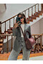 Women's Three-Compartment Special Design Removable Makeup Bag Burgundy Faux Leather Hand and Shoulder Bag Rain - 5
