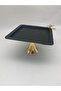 Black Cake, Cookie and Pastry Presentation Plate with Footed Square Butterfly Design, Serving Tray - 3