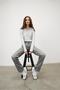 Women's Gray Hooded Studded Long Sleeve T-Shirt - 3