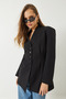 Women's Black Pens Detailed Long Sleeve Lined Double Jacket 9013 60282001 - 3
