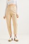 High Waist Loose Cut Trousers Beige - 2