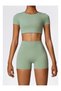 Womens Crop Top Shirt Short Sleeves - Padded Low Impact Workout Yoga Shirt - 4