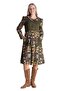 Long Sleeve Flannel Spring Branch Midi Length Autumn and Winter Dress Khaki Hk - 7