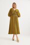 Double Breasted Collar Midi Dress Khaki with Waistband - 3