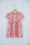 100% Cotton Crew Neck Short Sleeve Patterned Girl's Dress - 3