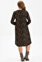 Long Sleeve Sudenaz Flannel Short Autumn and Winter Dress Floral Pattern Black Syh - 3
