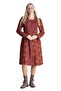 Long Sleeve Flannel Camellia Ribbed Lily Pattern Midi Length Autumn and Winter Dress Burgundy Brd - 7