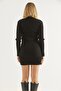 Crew Neck Mini Knitwear Dress Black - 5