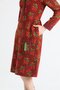 Long Sleeve Flannel Lily Pattern Midi Length Cute Autumn and Winter Dress Burgundy Brd - 4