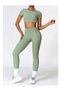 Womens Crop Top Shirt Short Sleeves - Padded Low Impact Workout Yoga Shirt