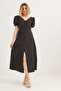 Tie Waist V-Neck Linen Dress Black - 4
