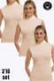Sifir Sleeve Turtleneck Women's Bodysuit - Set of 3 Skin Color