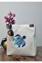 Printed Gusseted Canvas Beach Bag with Pockets| Caretta Caretta Printed - 2