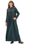 Long Sleeve Sude Embroidered Flannel Long Autumn and Winter Dress Petrol Ptrl - 6