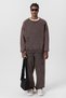 Premium Washed Oversize Tracksuit Suit with Ripped Detail Brown