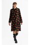 Long Sleeve Flannel Lily Pattern Midi Length Cute Autumn and Winter Dress Black Syh - 4