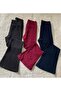 Burgundy Black Navy Blue 3 Pieces Women's Wide Leg Flared Leggings - 2