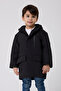 Sports Boy's Black Fur Water and Windproof Hooded 3-Coat Parka